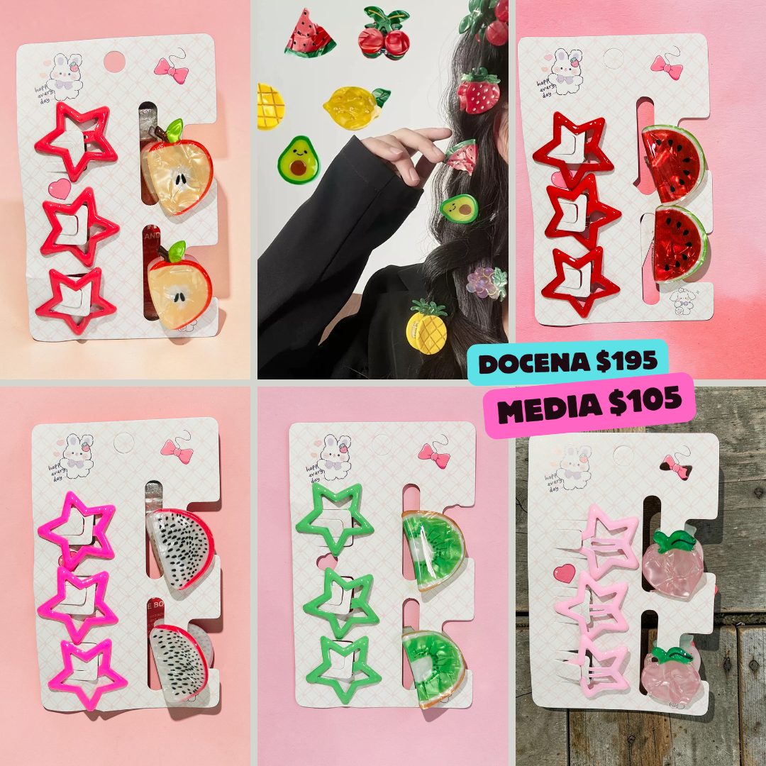 mini pinza de fruta con cucas de colores, codigo a80