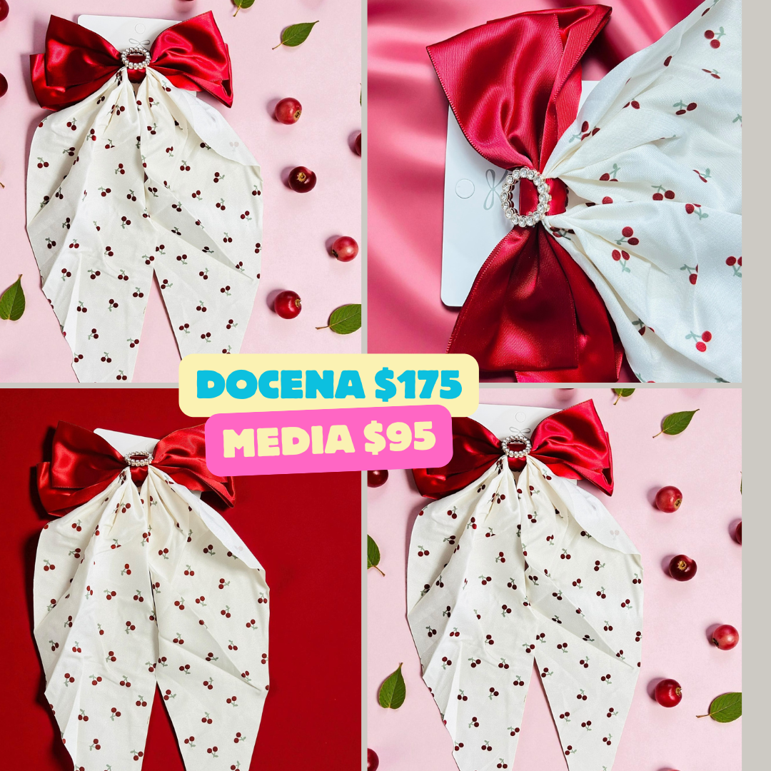 moño cereza largo, codigo a239