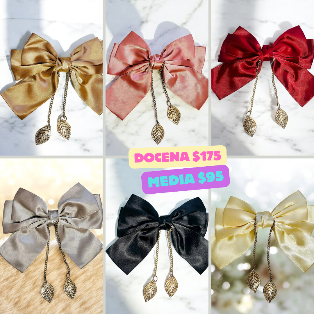 moño con colgante de hoja, codigo a807