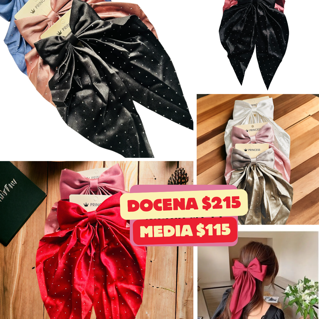 Moño largo con punto de piedra y satin, codigo a23