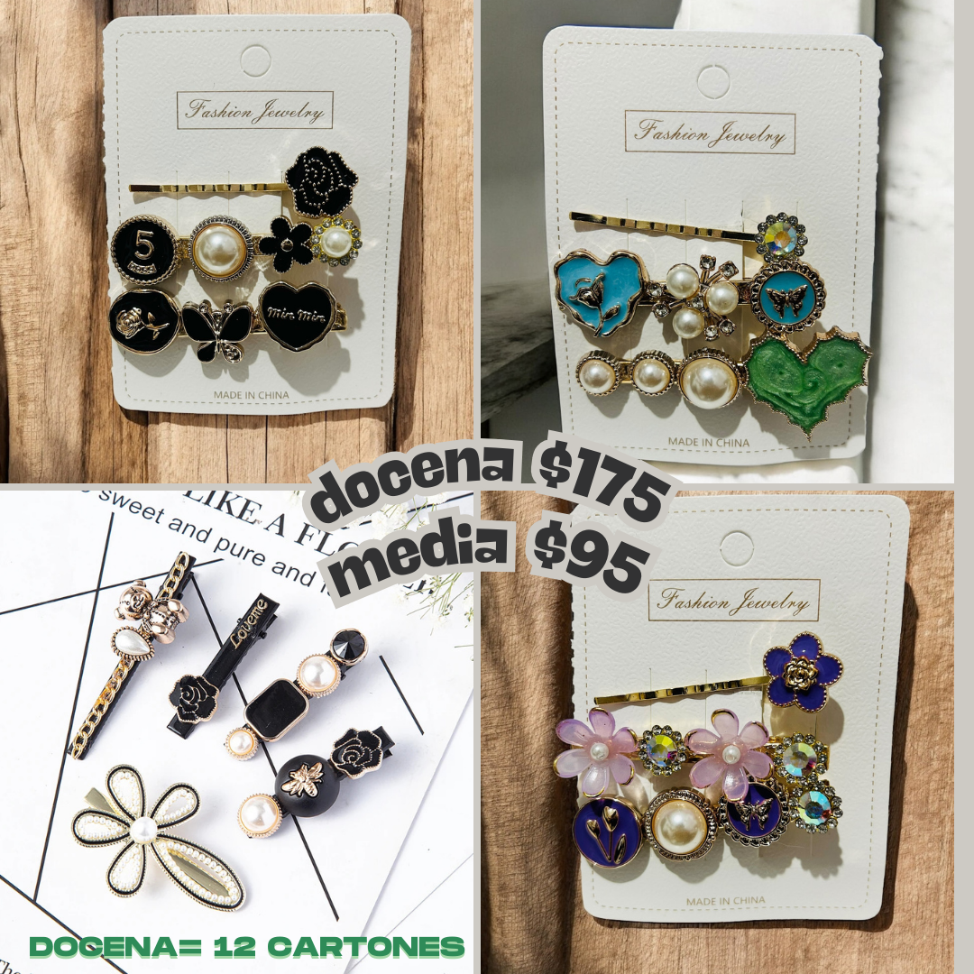 Set de pasadores decorados, codigo a173