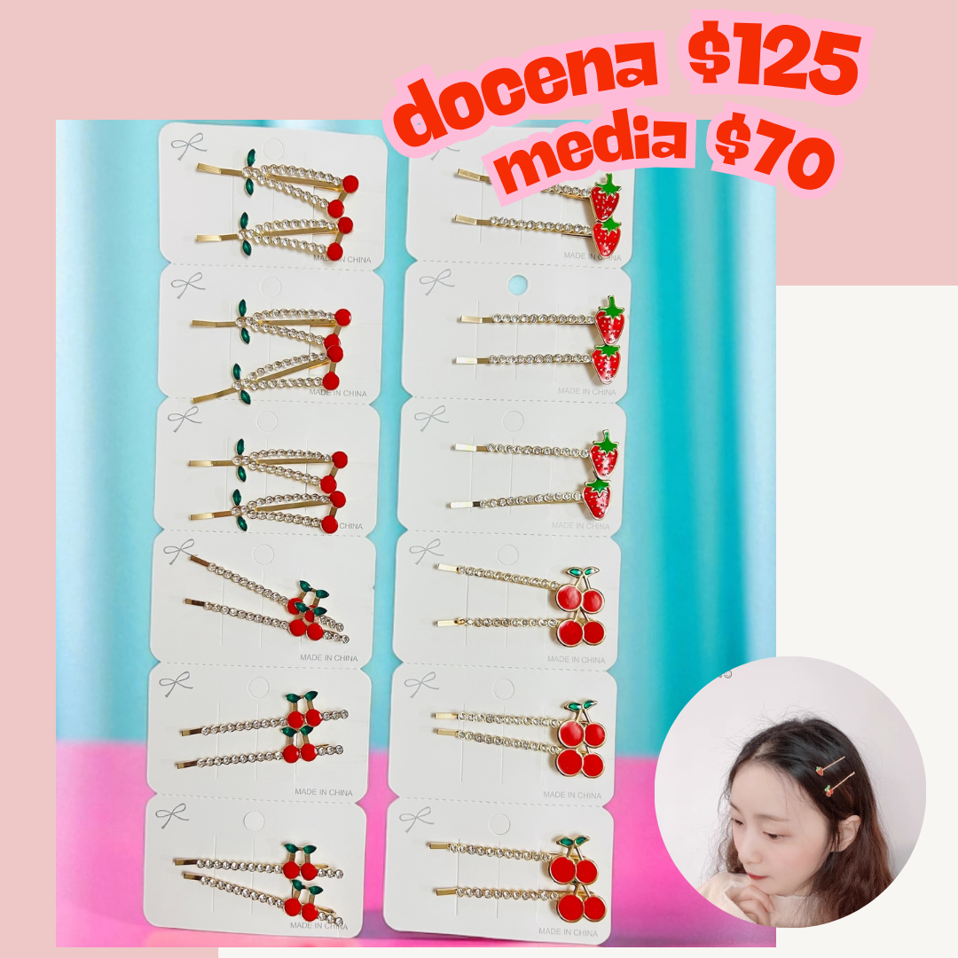 Pasador cereza con piedras, codigo a238