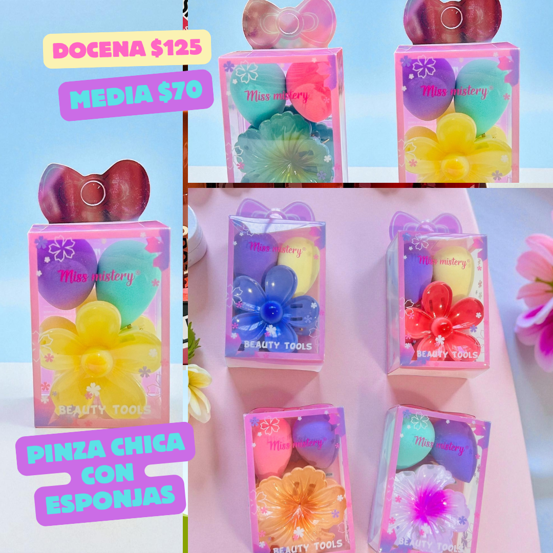 esponja mini con pinza chica de flor, codigo a252