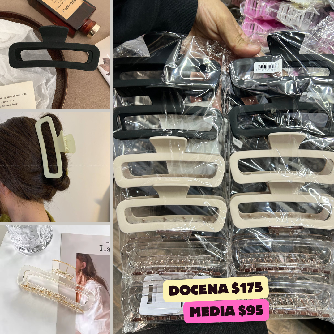 pinza extra grande con hueco en 3 tonos, codigo a706