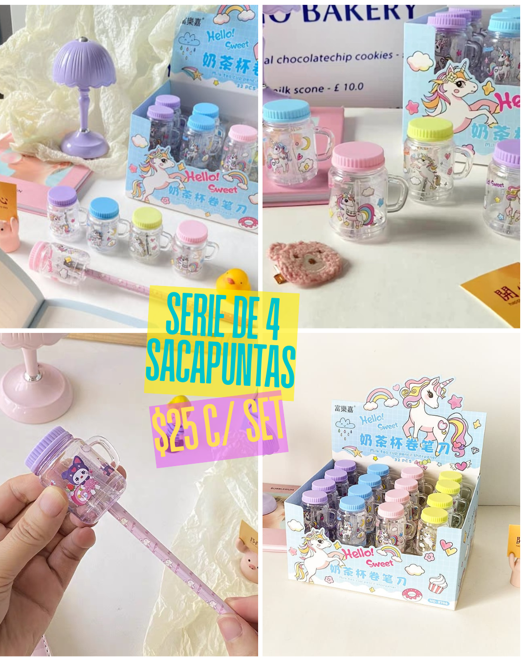Serie de 4 sacapuntas, codigo a98
