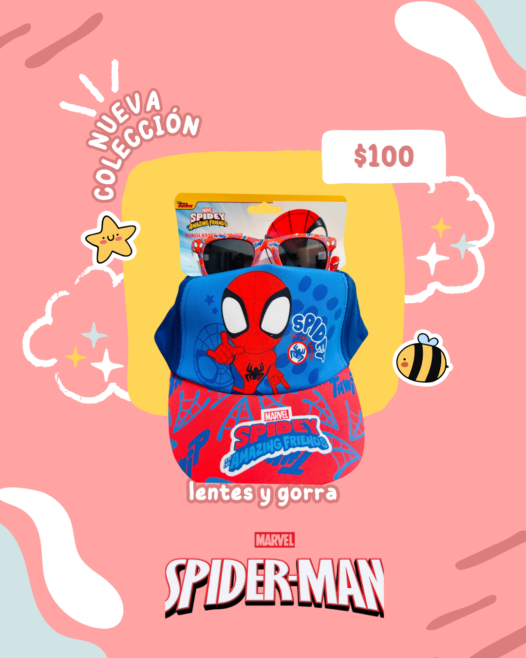 Gorra con lentes Spiderman, codigo a225
