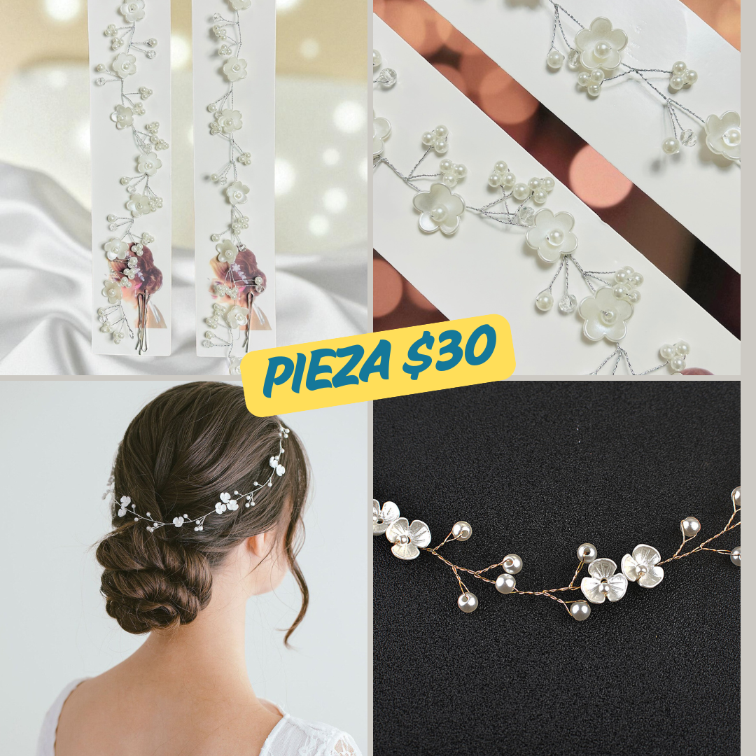 tiara de varias flores de perla, codigo a28