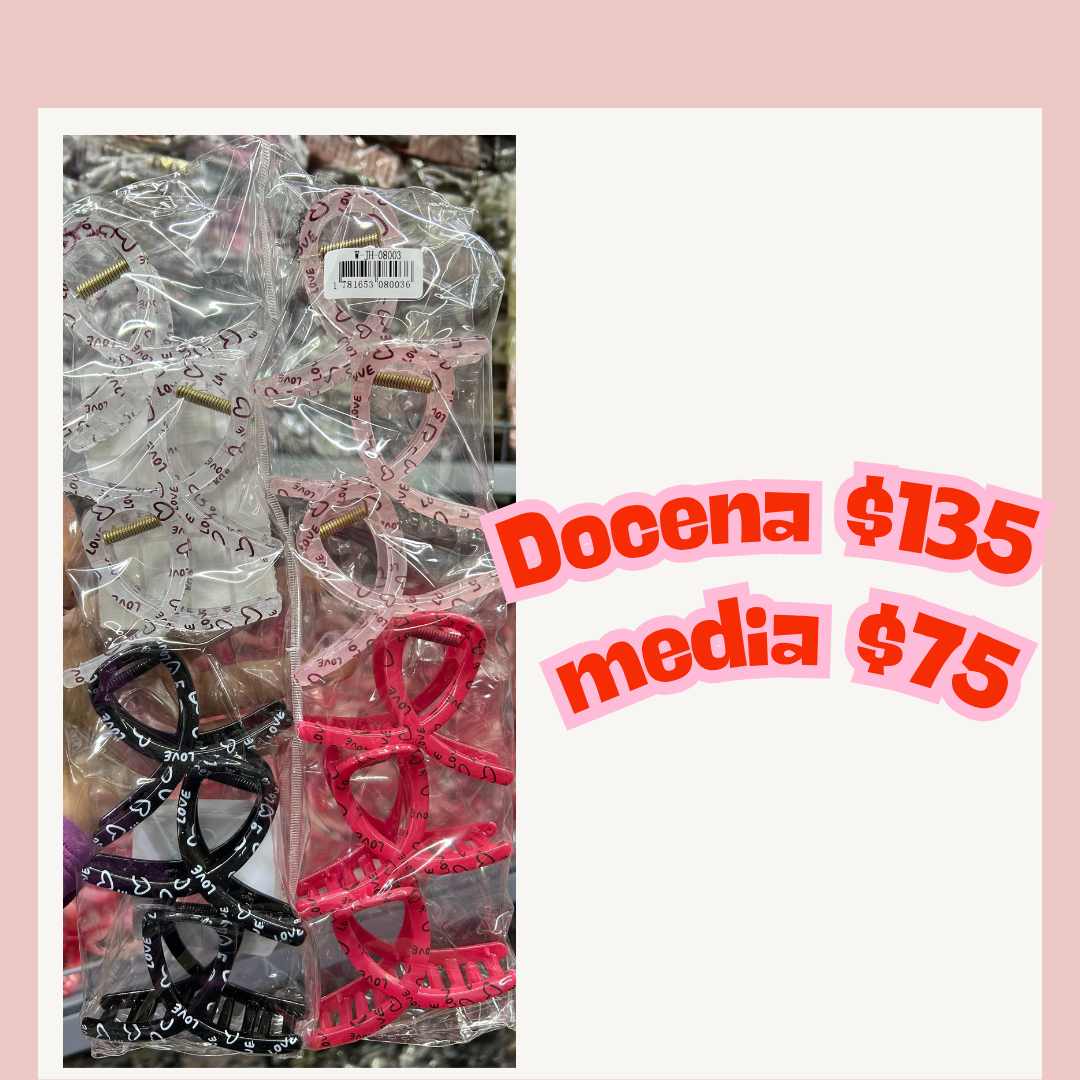 pinza cruzada diseño de corazones, codigo a105bis