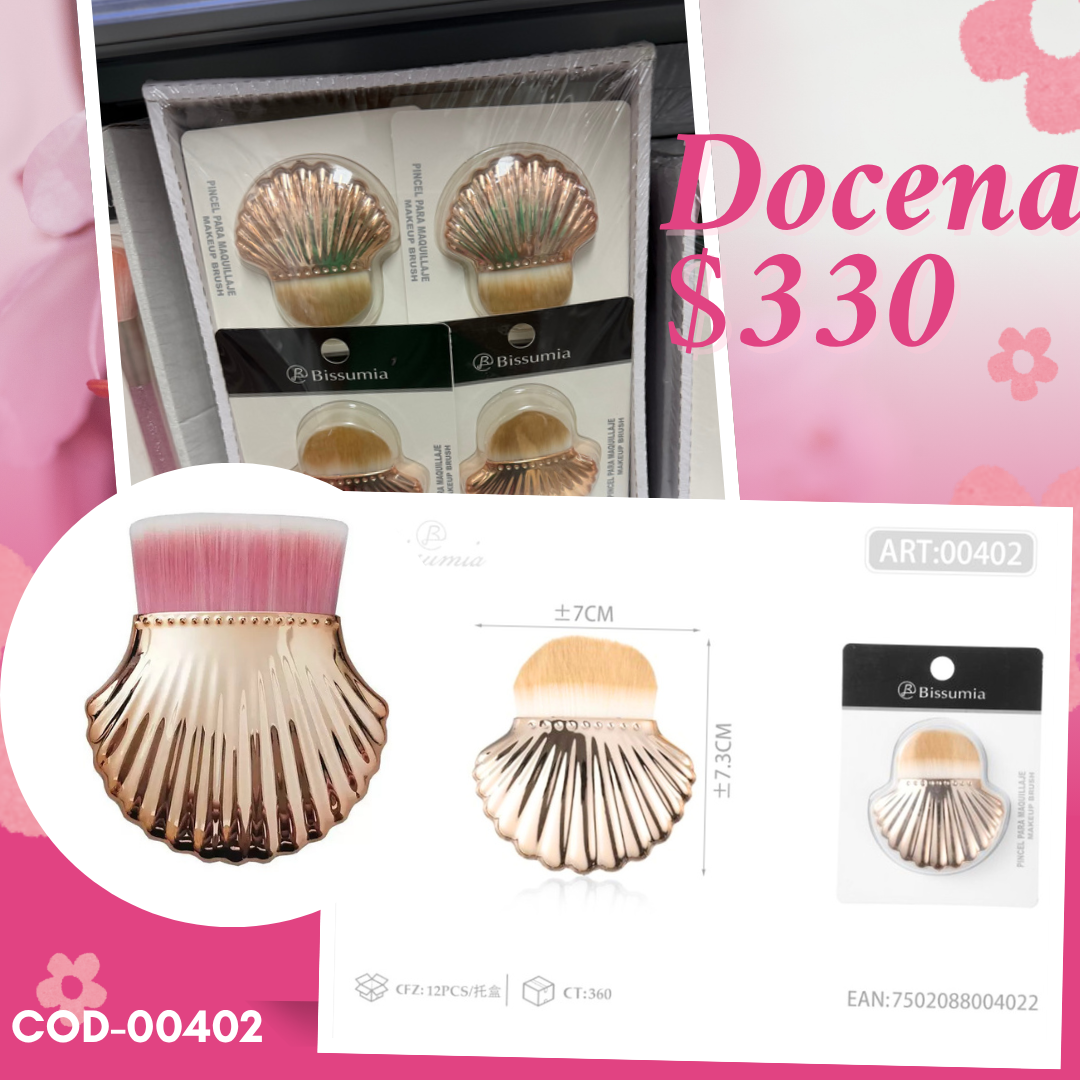 Brocha tipo concha de mar, paquete con 12 piezas, codigo 00402