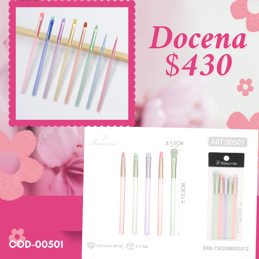 set de brochas de colores, docena, codigo 00501