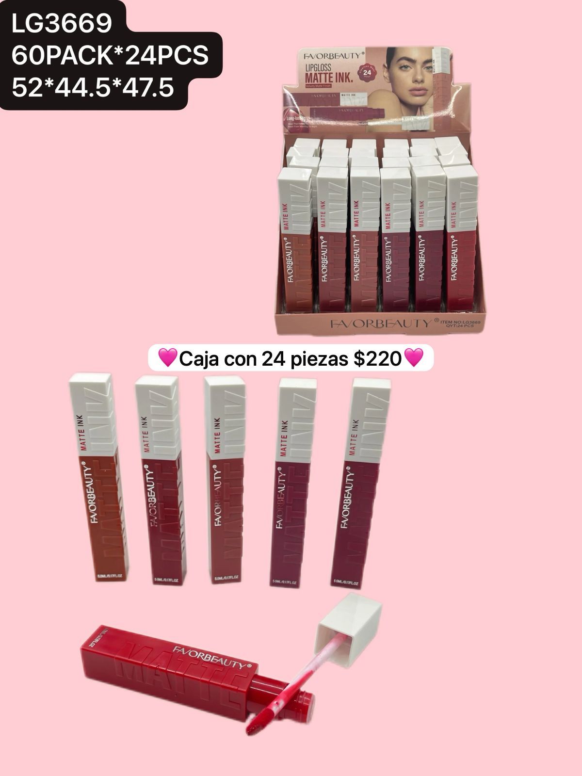 caja con 24 gloss de color, codigo lg3659