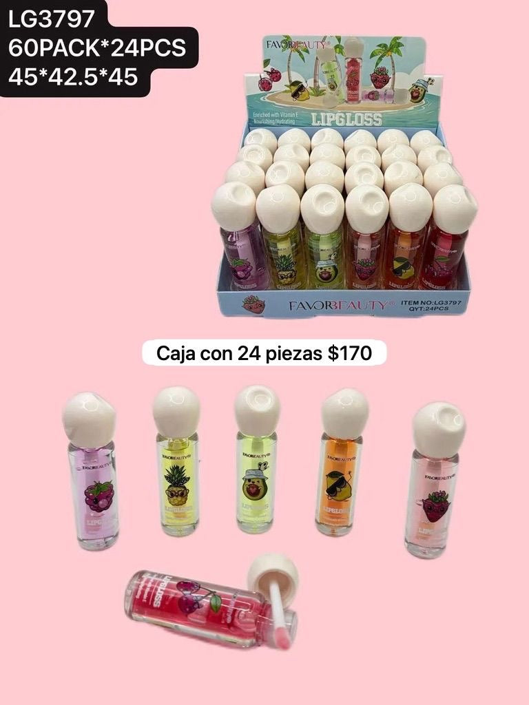 gloss de frutas, caja con 24 piezas, codigo lg3797