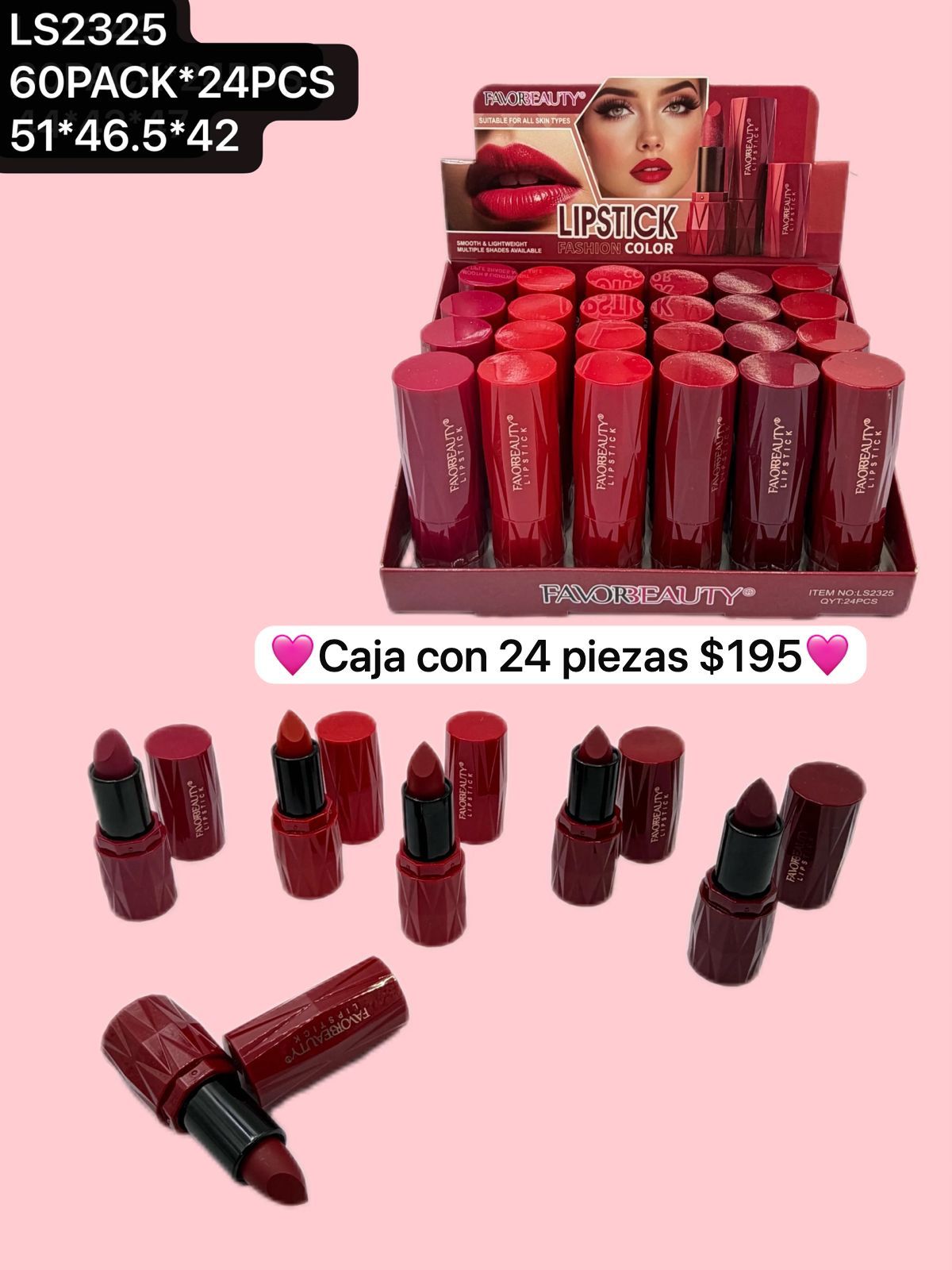 caja con 24 labiales, codigo ls2325