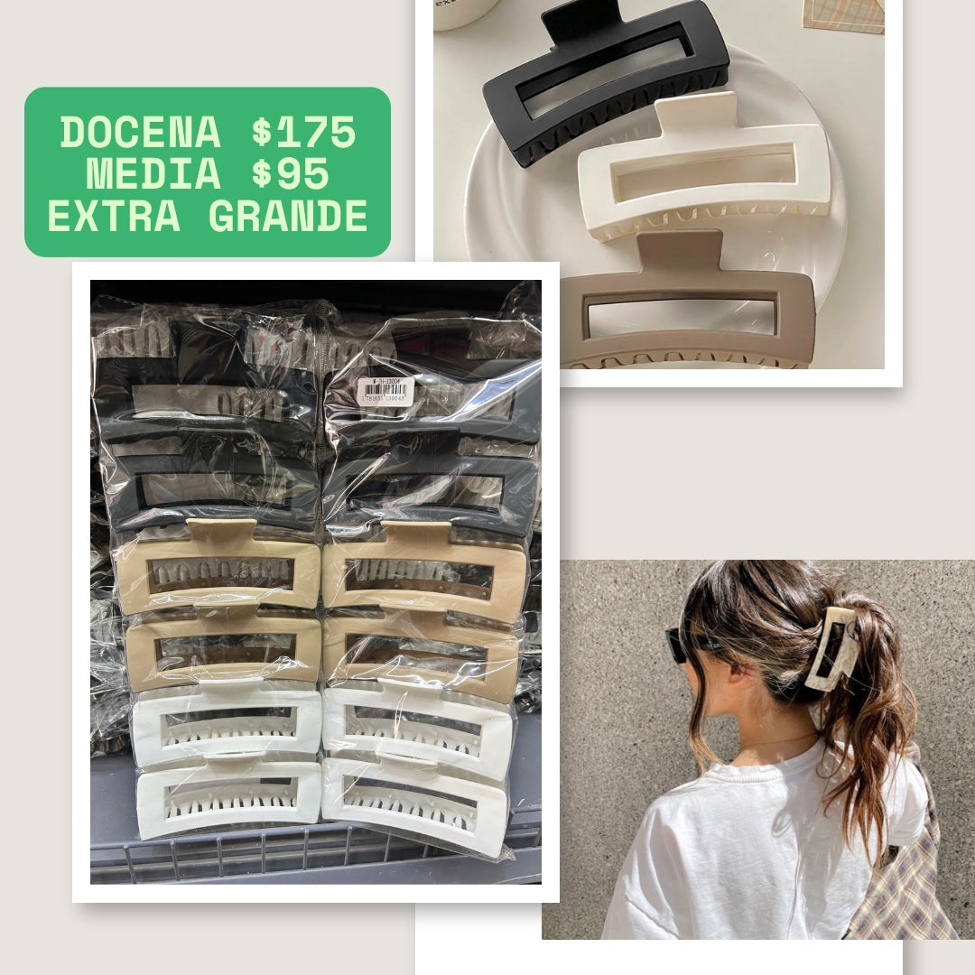 pinza rectangulo extra grande, tonos nut, codigo a282BIS