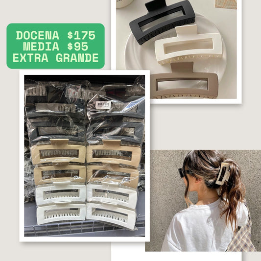 pinza rectangulo extra grande, tonos nut, codigo a282BIS