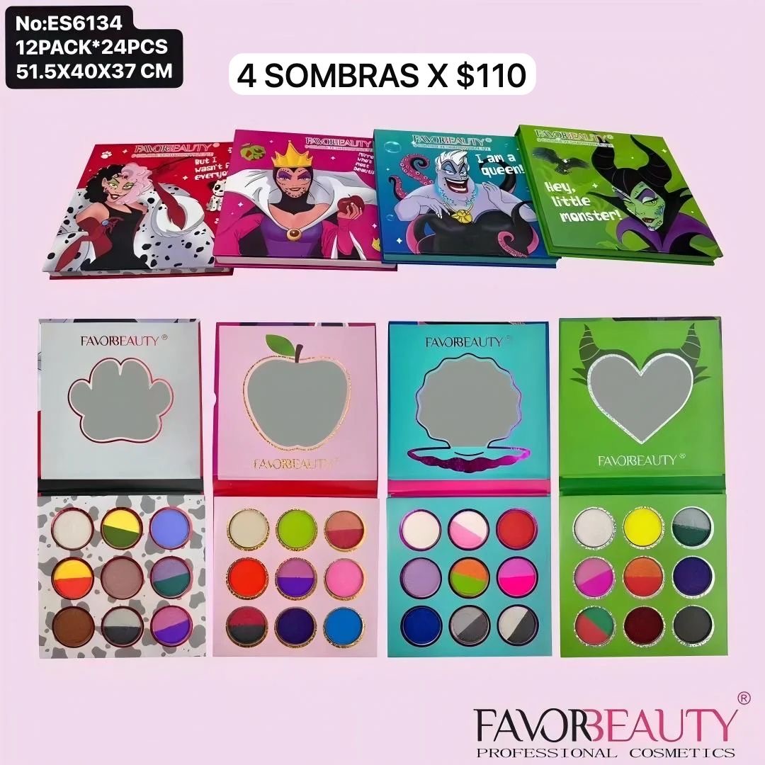 Set de 4 sombras de villanas, codigo ES6134
