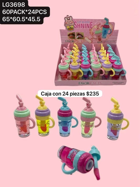caja de 24 gloss de tarros, codigo lg3698