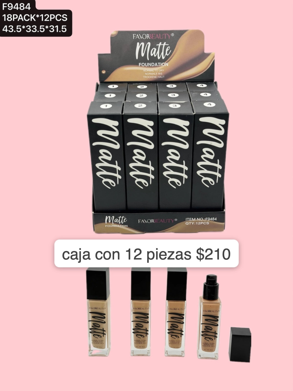 maquillaje mate, caja con 12 piezas, codigo f9484
