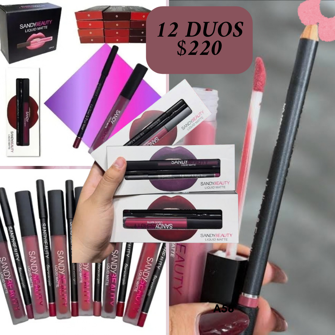 12 sets de labial con delineador, codigo a88