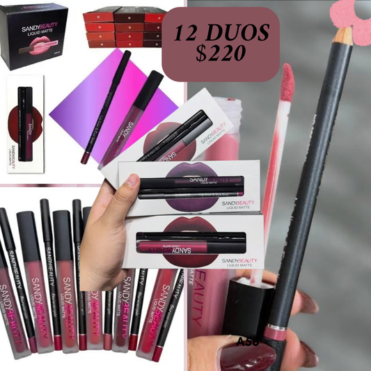12 sets de labial con delineador, codigo a88