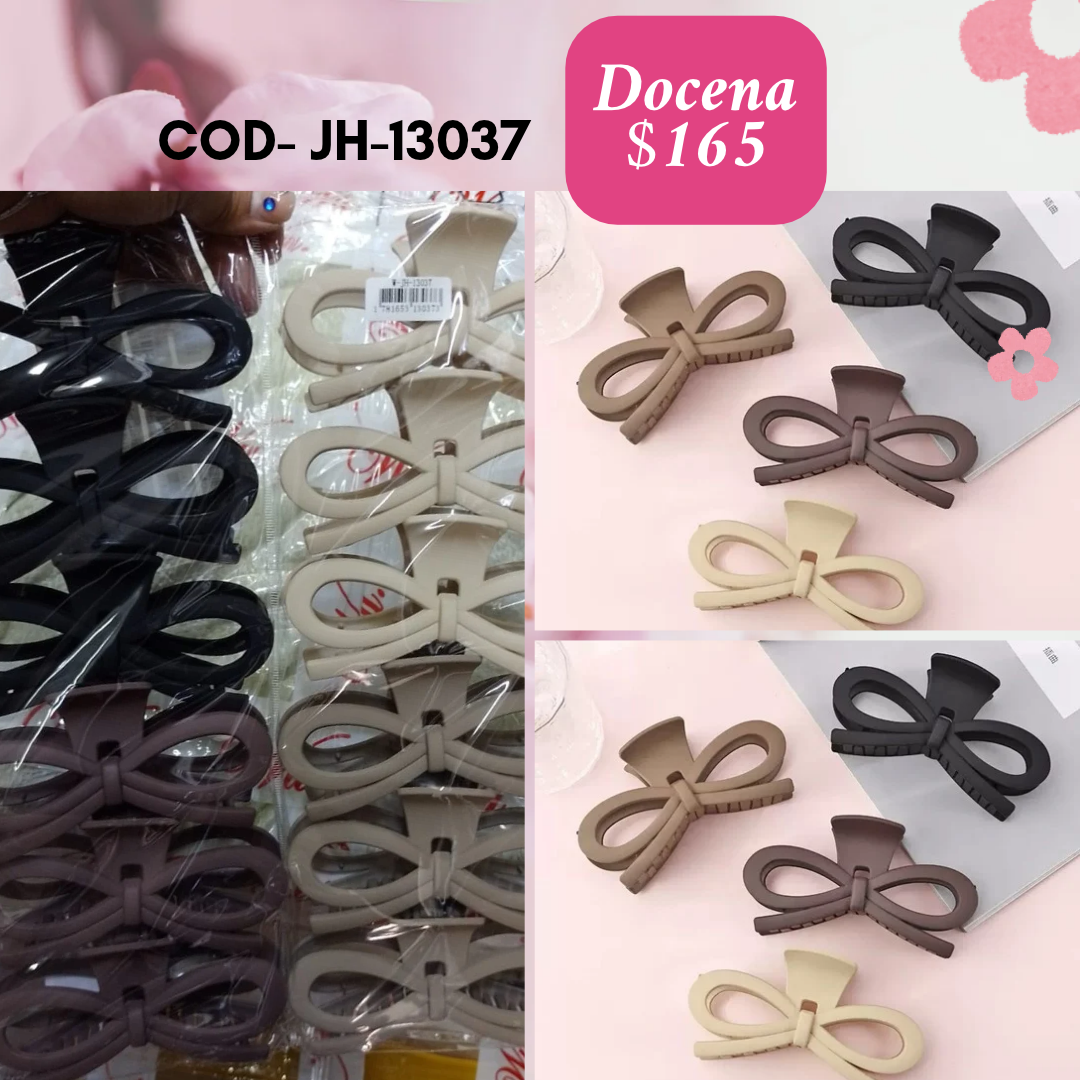 pinza en forma de moño, nuts, docena, codigo JH-13037