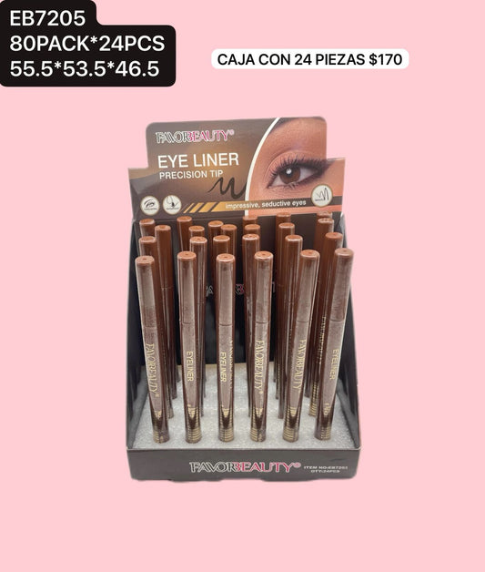 Delineador de ojos cafe, caja con 24 piezas, codigo EB7205