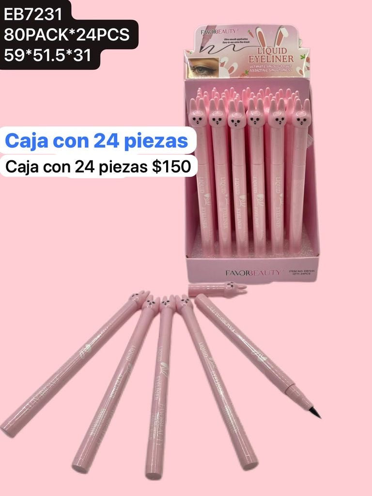 caja con 24 delineadores negros de conejo, codigo eb7231