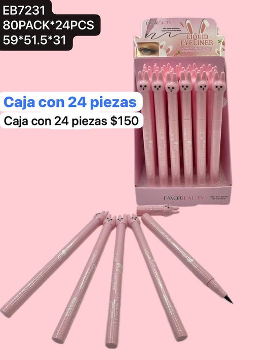 caja con 24 delineadores negros de conejo, codigo eb7231