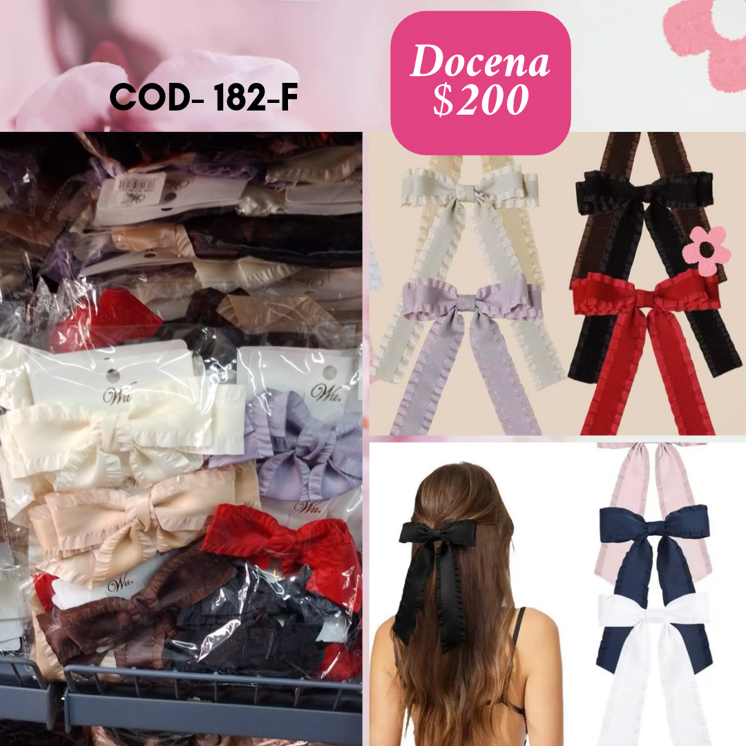 Moño delgado de colores, docena, codigo 182-f