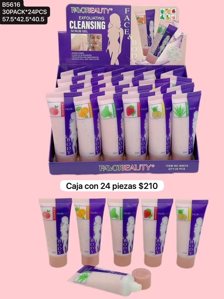 exfoliante de frutas, caja con 24 piezas, codigo b5616