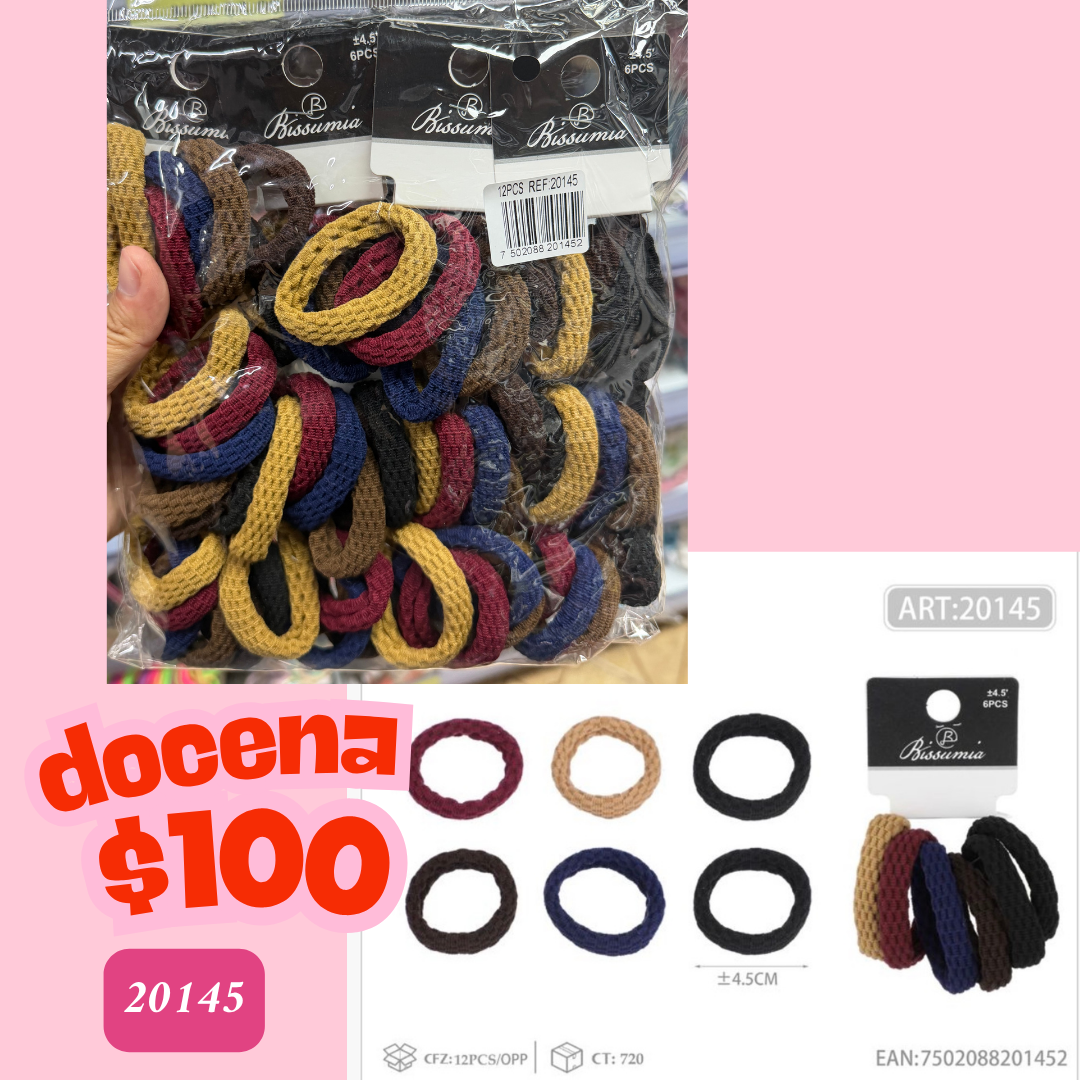 liga con textura de colores de 4.5 cm, 12 sets, codigo 20145
