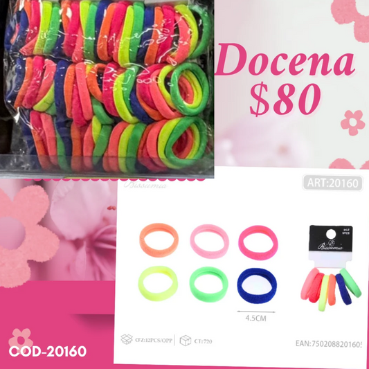liga de colores de 4.5 cm, 12 sets, codigo 20160