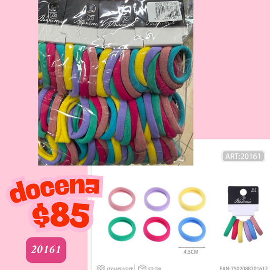 ligas de colores de 4.5 cm, 12 sets, codigo 20161