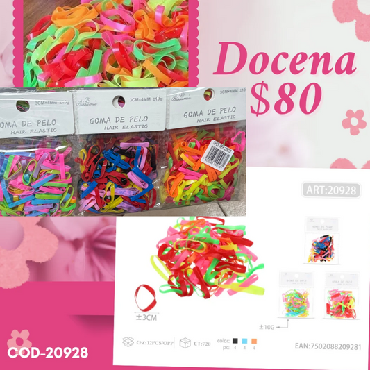 liga latex gruesa, de colores, docena, codigo 20928