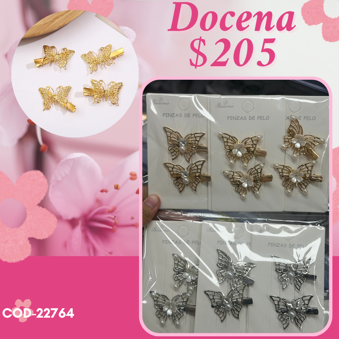 pasadores de mariposa de metal en par, 12 sets, codigo 22764