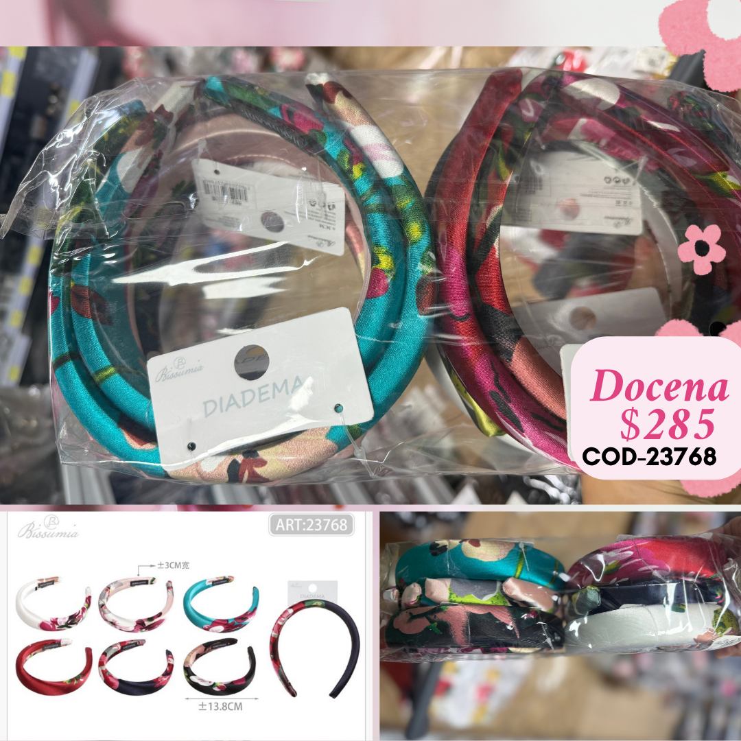 diadema floreada, docena, codigo 23768