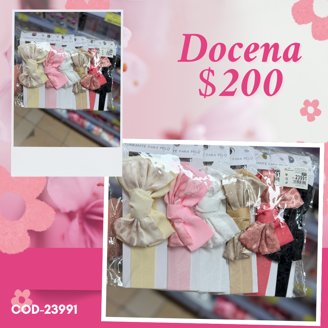 valerina de moño de bebe, con marchitas, docena, codigo 23991