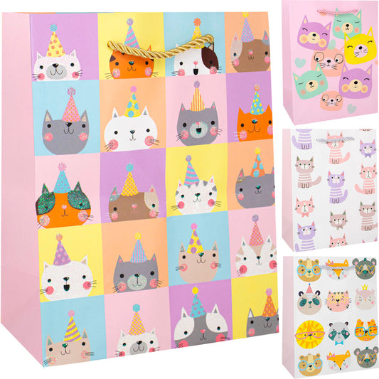 Bolsa de regalo de gatitos con brillos,18*23*10 cm codigo a908