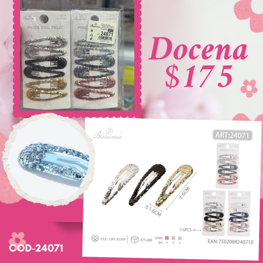 set de cucas con brillantina, docena, codigo 24071
