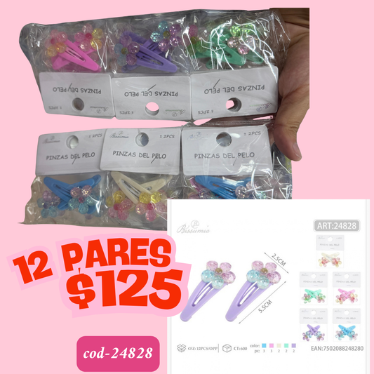 cucas de flor en pares, 12 pares, codigo 24828