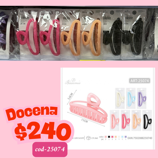 pinza con brillos, docena, codigo 25074