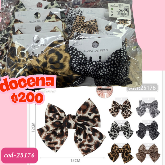 moño animal print, docena, codigo 25176