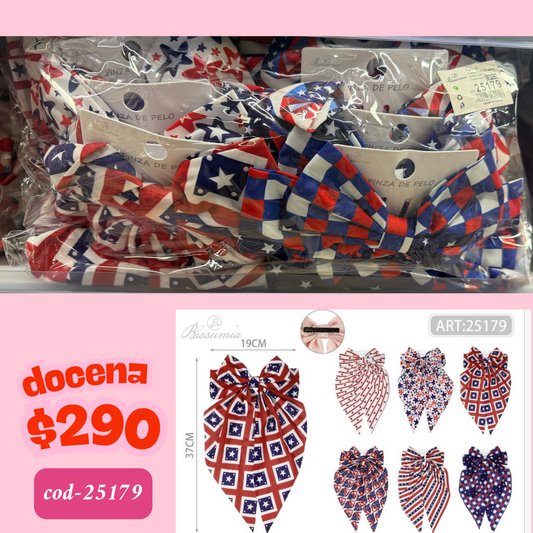Moño con diseños tipo americanos, docena, codigo 25179