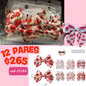 moño en pares de fresas, 12 pares, codigo 25184
