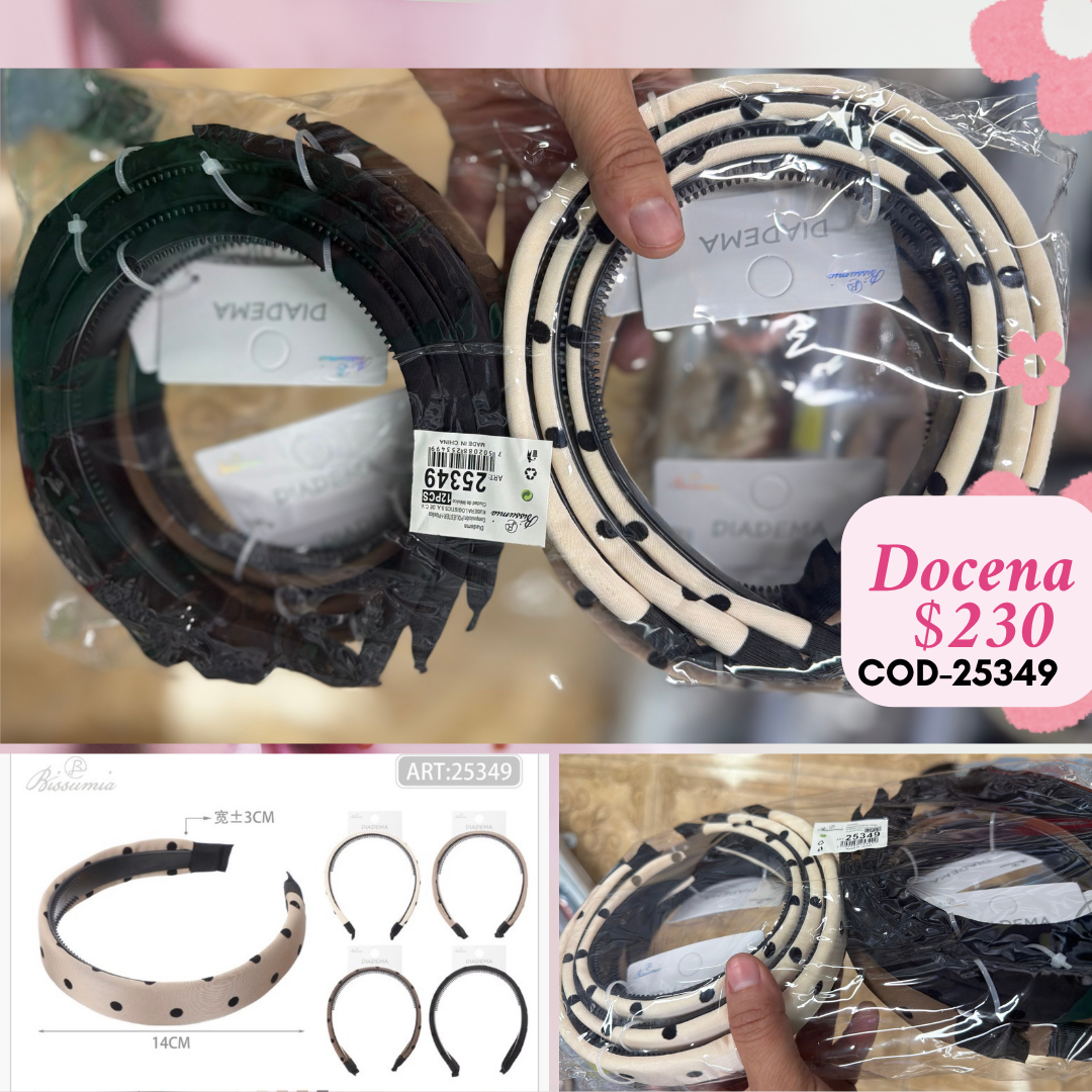 diadema de bolitas, tonos nut, docena, codigo 25349