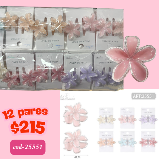 pinza chica en pares hawaiana con orilla brillosa, docena, codigo 25551