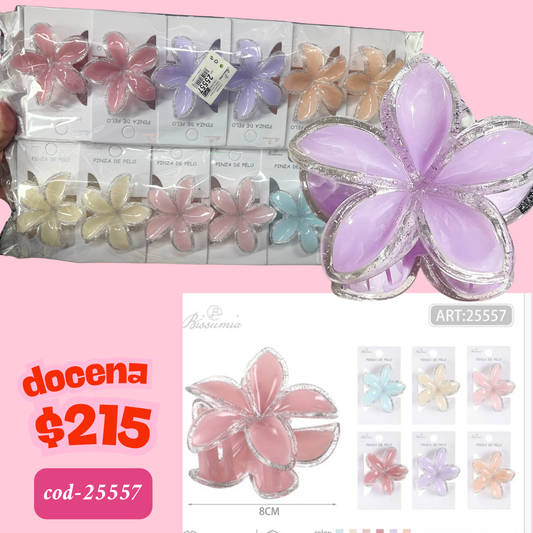 pinza hawaiana con orilla brillosa, docena codigo 25557
