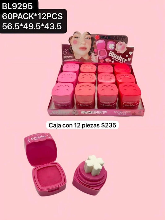 rubor con esponja, caja con 12 piezas, codigo bl9295