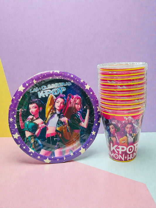 paquete de 10 vasos o 10 platos k-pop modelo #1 codigo a713