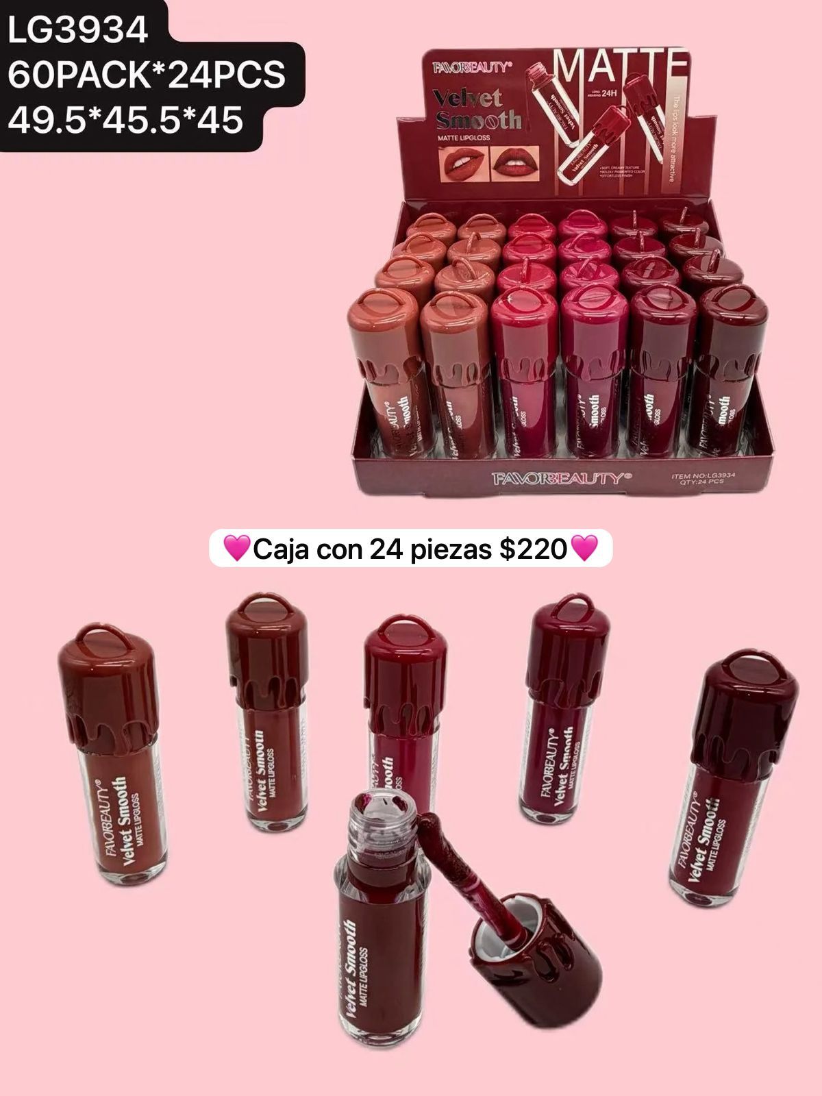 caja con 12 labiales líquidos 24h